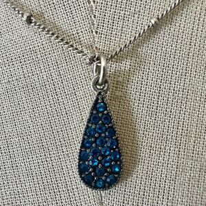 Baked Beads Blue Crystal Teardrop Pendant Necklace